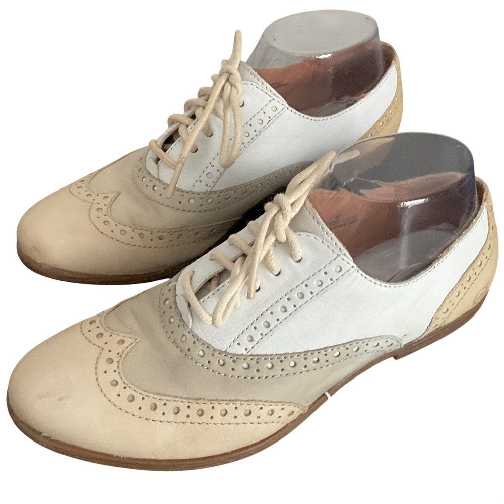 Born Wingtip Oxford Cream White Leather Brogue Lace Up Shoes B75220 Womens 8